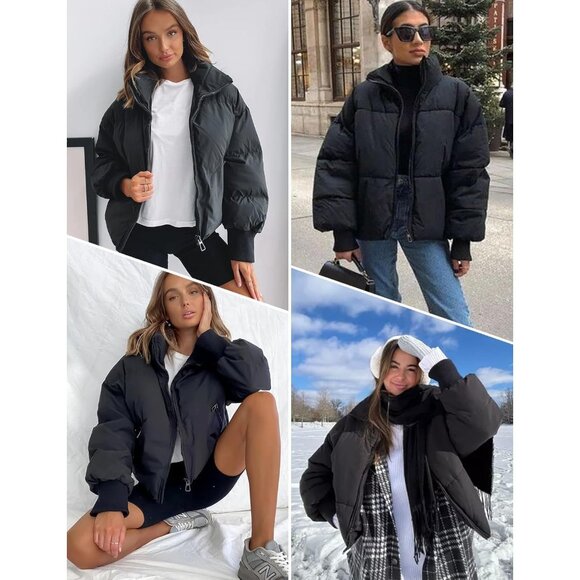 Women’s Winter Cropped Puffer Jacket Coat Short Warm Quilted Jacket 2025 - Picture 6 of 6